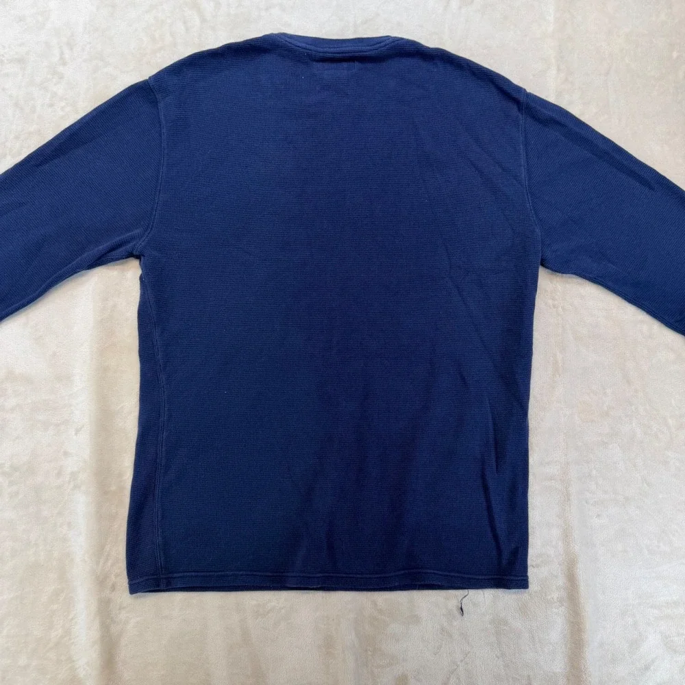 Polo Ralph Lauren Thermal Shirt Mens XL Navy Blue Waffle Knit Long Sleeve Pony